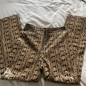 Leather snake print pants